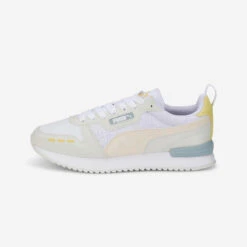 BASKETS DE MARCHE FEMME PUMA R78 BLANCHE ROSE JAUNE -Chaussures Boutique baskets de marche femme puma r78 blanche rose jaune 2