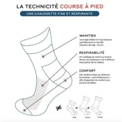 Chaussettes De Course à Pied GRISE -Chaussures Boutique chaussettes de course a pied grise 2