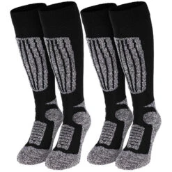 Chaussettes De Ski | 2 Paires Mi-bas Rembourrés | Femmes & Hommes | Noir