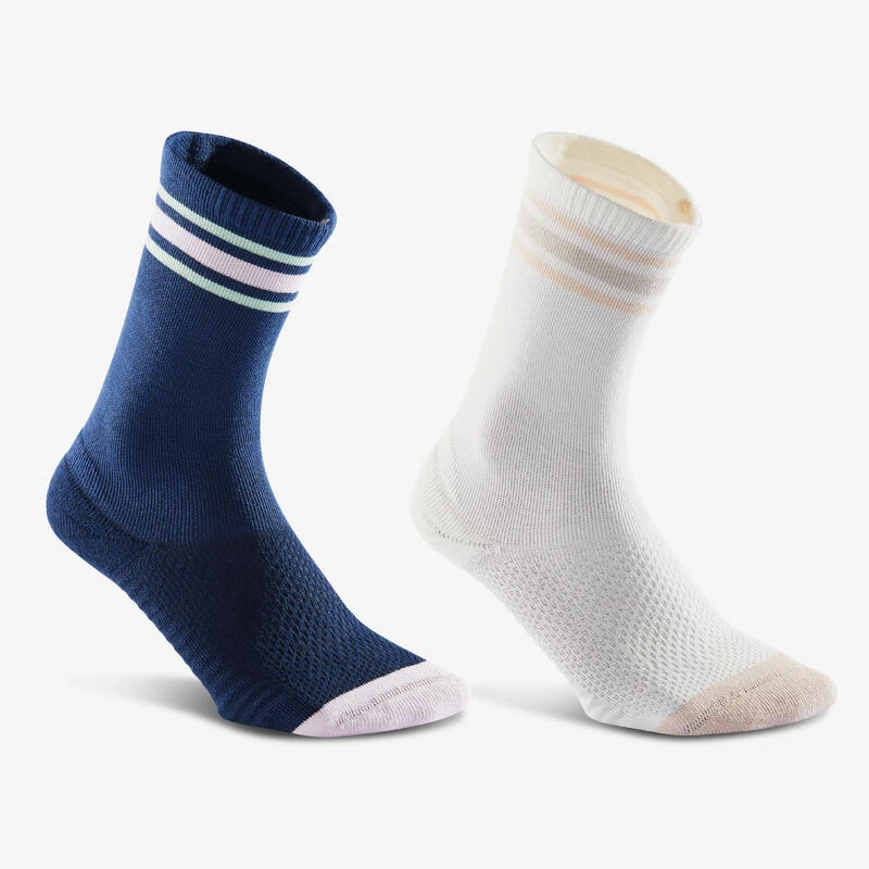 Chaussettes Hautes Bleu Beige - Lot De 2 Paires 3 Chaussettes Hautes Bleu Beige - Lot De 2 Paires