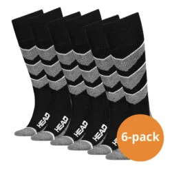 Lot De 6 Paires De Chaussettes De Ski Unisexes V-shape HEAD Noir