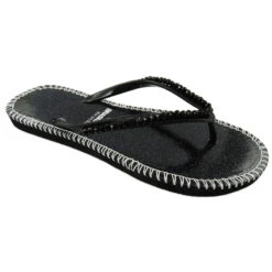 Tongs Pour Femmes Brasileras De Couleur Noir Avec Semelle En Caoutchouc